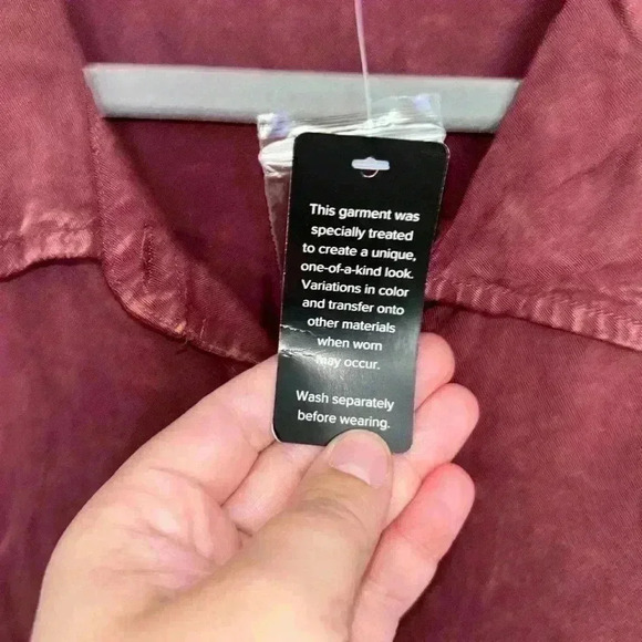 Torrid Lizzie rayon twill button up long sleeve shirt maroon dye plus size 3X - Picture 5 of 8